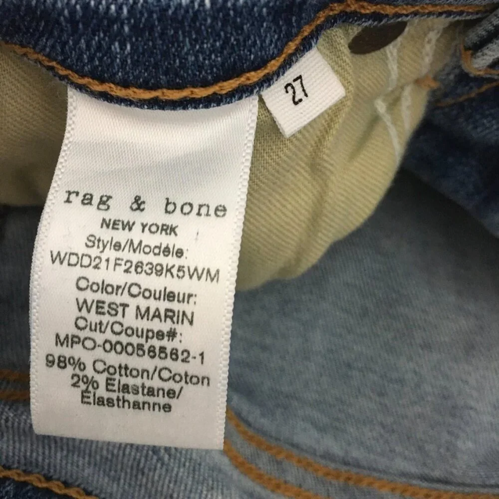 rag & bone NINA High-Rise Ankle Skinny Womens 27 Blue Denim Jean Stretch